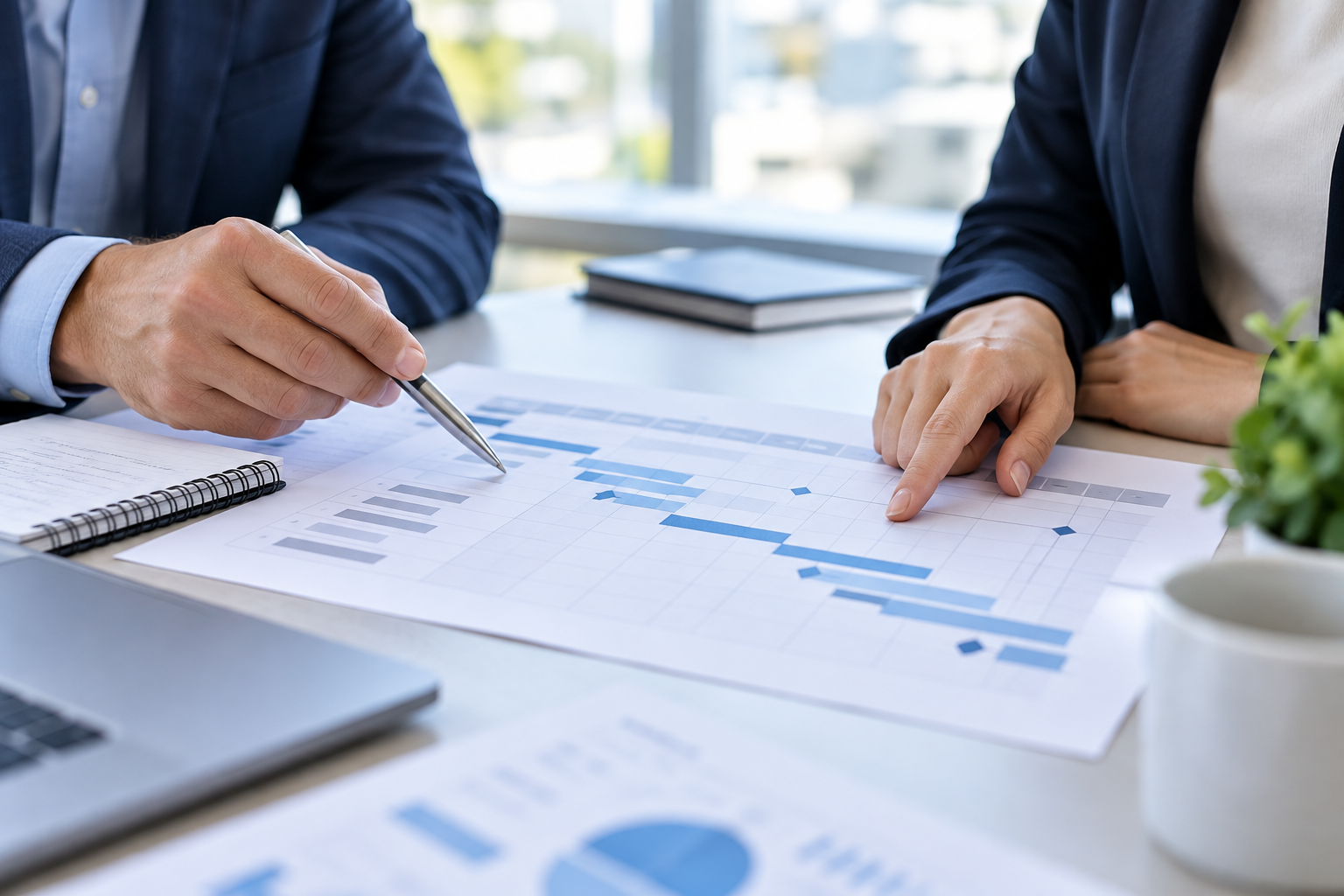 Concept image of project planning at a meeting table